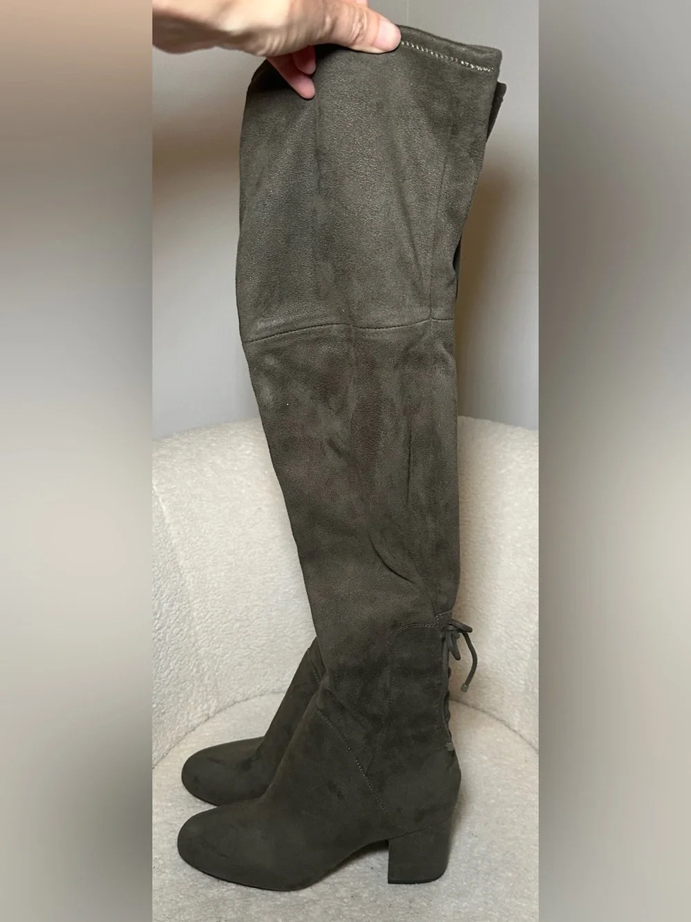 ALDO Adessi Green Olive Suede Tall Over-the-Knee Boots Fall Equestrian Preppy 7